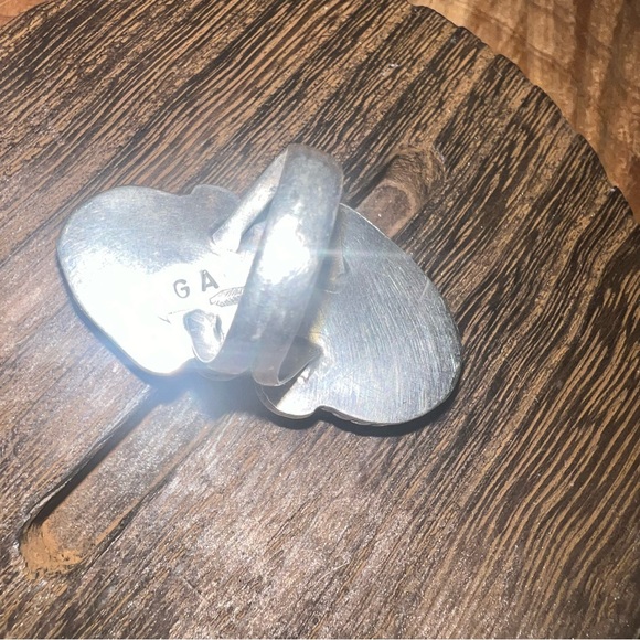 🌟NAVAJO 🌟AUTHENTIC 🌟 Vintage Silver ring with Turquoise & Coral Ring SZ 6.5 - Picture 8 of 9